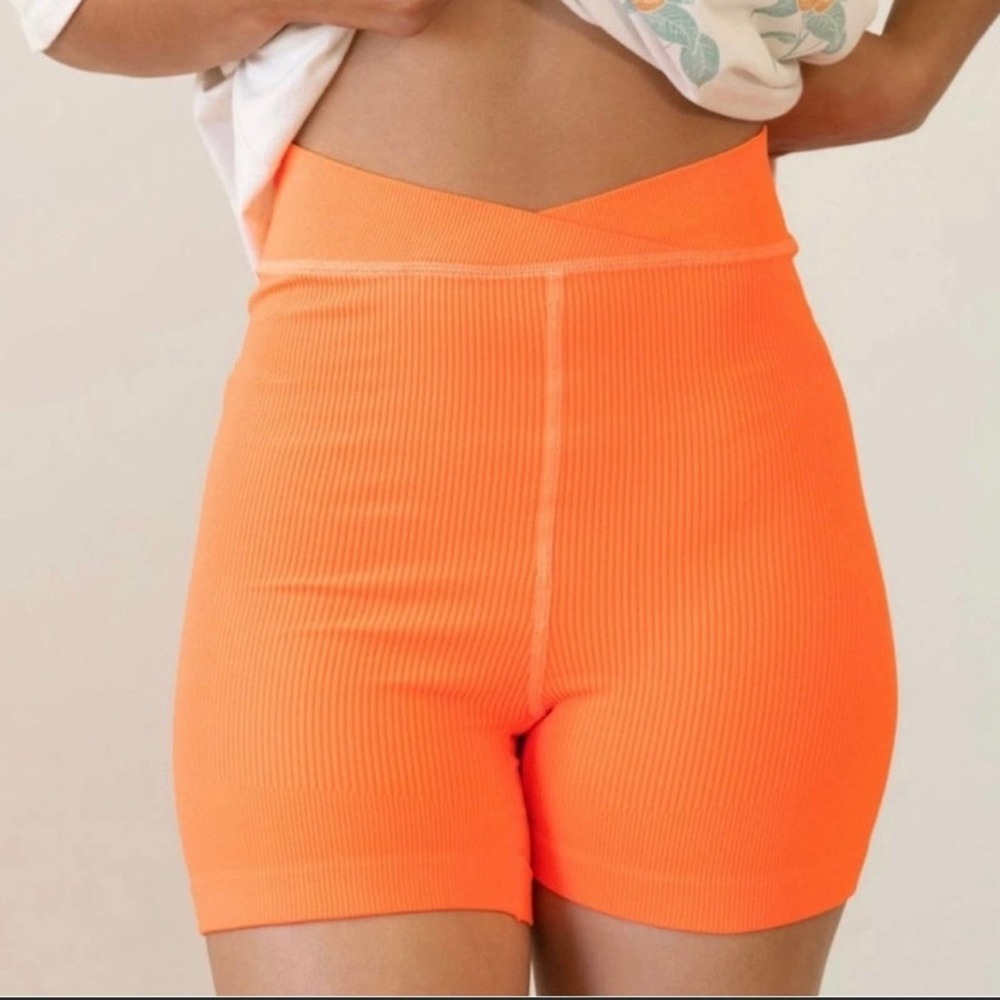 FP Movement Free Throw Short Burning up orange Ribbed Workout Shorts